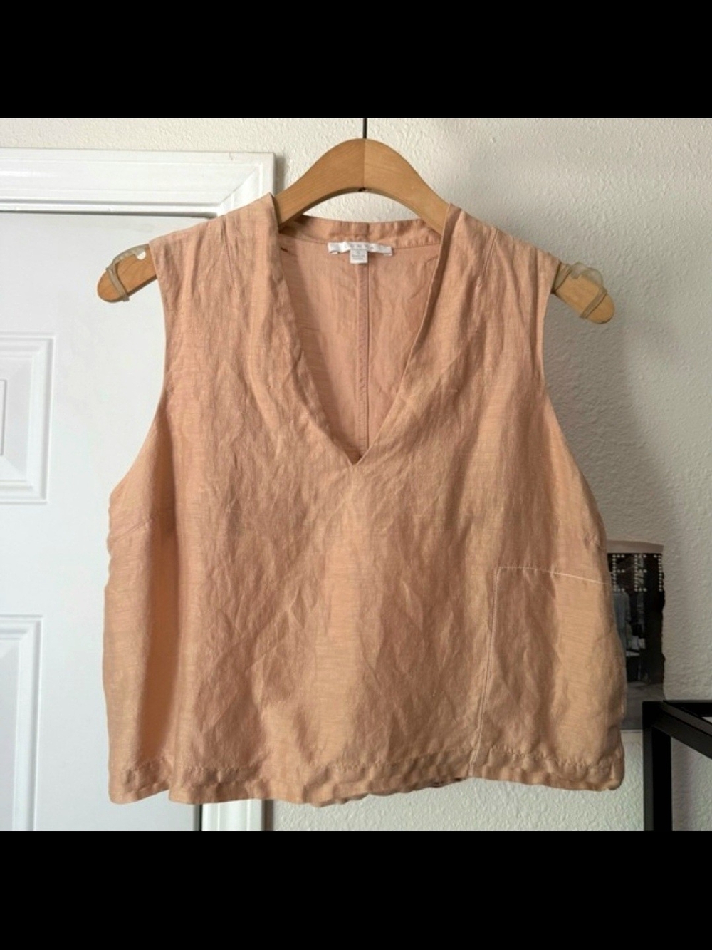 lunya Peach V-Neck Linen Tank